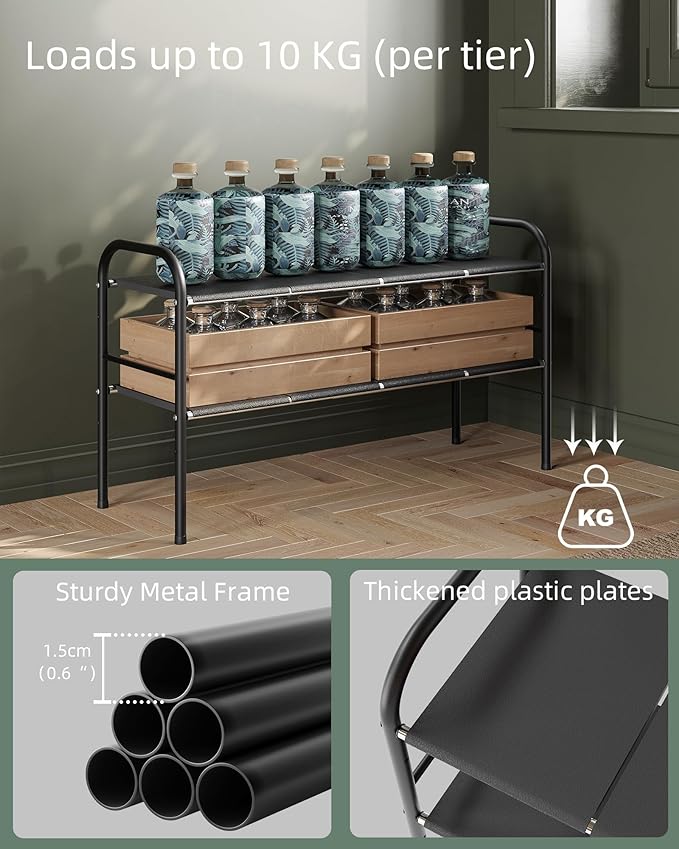 NETEL Under Sink Organizers and Storage, 2 Tier Expandable Under Cabinet Organizer Shelf with 8 Removable Panels,Expandable Shelf for Cupboard,Kitchen,Bathroom,Shoe Storage Rack