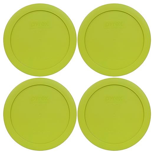 Pyrex 7201-PC 4-Cup Edamame Green Plastic Storage Lid, Made in USA - 4 Pack