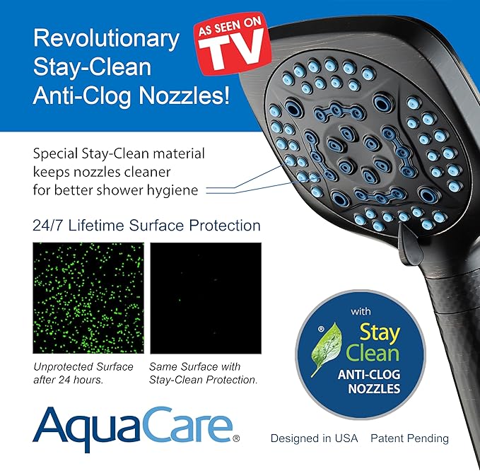 AquaCare 4X High Pressure 10 Spray Mode Filtered Showerhead - Handheld Shower Head Filters Chlorine to Heal Dry Skin, Revive Hair - Dual Power Wash Cleans Tub, Tile, Pets - Hard Water Softener, ORB