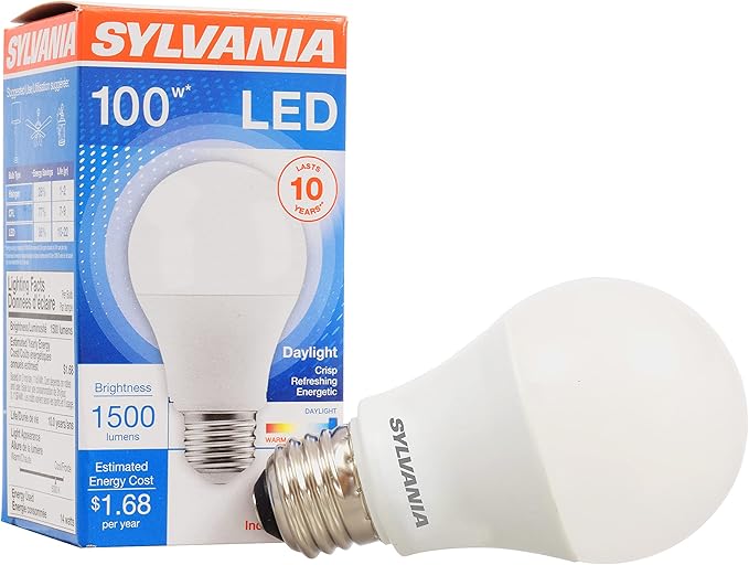 LEDVANCE Sylvania LED Light Bulb, 100W Equivalent A19, Efficient 14W, Medium Base, Frosted Finish, 1500 Lumens, Daylight (79294) (Pack of 1)