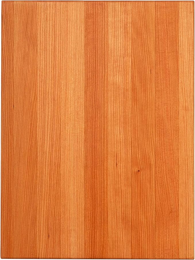 John Boos R-Board Series Rectangular Wooden Cherry Cutting Board 20”x15” – 1.5” Thick, 10-lb Reversible Butcher Block with Edge-Grain & Finger Grips – Made in the USA