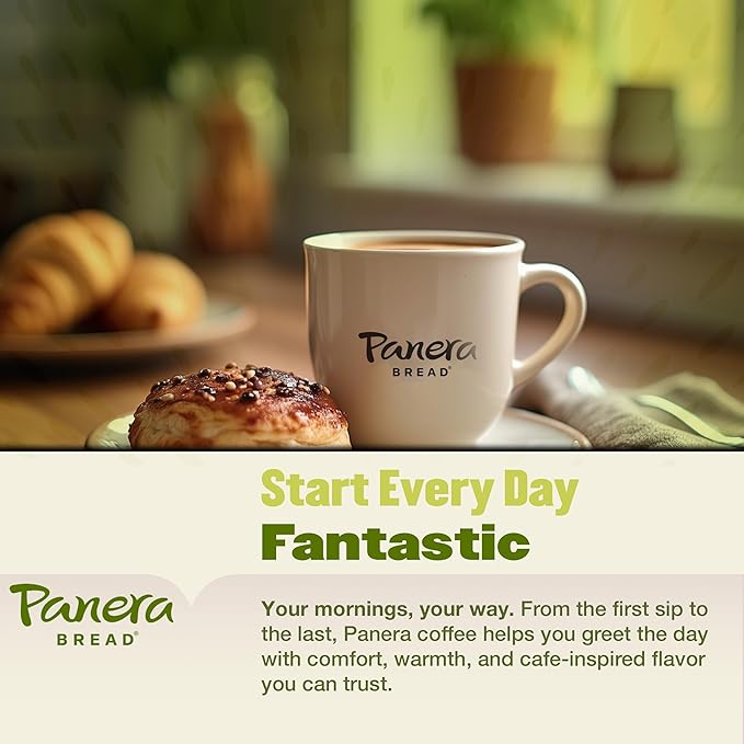Panera Cafe Blend Decaf Coffee Pods, Medium Roast Cups - 100% Arabica, Smooth & Balanced with Caramel Notes, Sustainably Sourced, No Bitterness 10 Single Serve Pods (1 Pack of 10)
