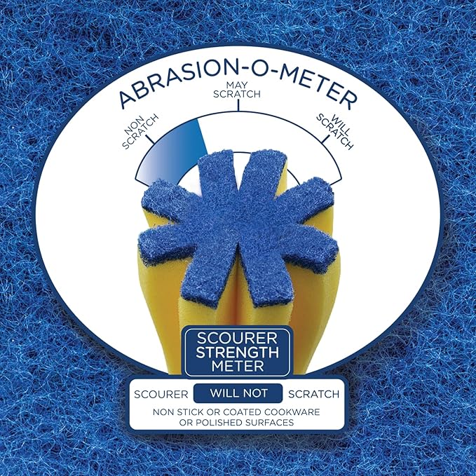 LOLA Glass & Jar Foam Sponge Brush, 4 Pack, Star Shaped w/Non-Scratch Blue Scrubber Top, Perfect for Glasses, Mugs, Bottles, Dishwasher Safe