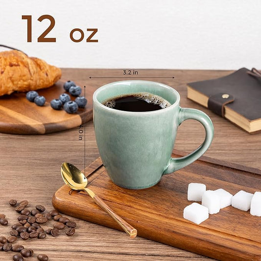 GBHOME Ceramic Coffee Mugs Set of 4, 12oz Stoneware Coffee Mugs Set For Dad Mom Women MEN, Light Weight Coffee Cups for Latte/Tea/Beer/Hot Cocoa, Dishwasher & Microwave Safe