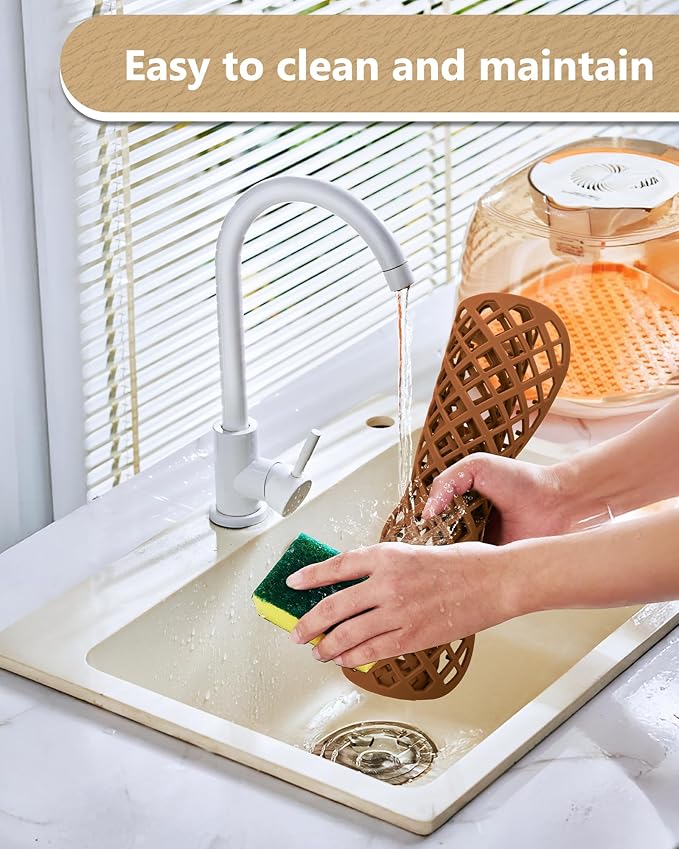 2 Pack Silicone Sink Protectors for Kitchen Sink, Lozenge Pattern 13 x 11 Inches Sink Mat, Non-Slip and Durable Sink Protector Silicone, Rear Drain, Coffee