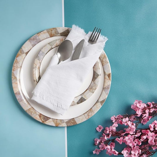 ACCENTHOME White Cotton Linen Napkin Set of 12 18x18 inch Dinner Napkins - Washable Soft Premium Hotel Quality Reusable Hemmed Edges Napkins Perfect Table Linens for Family Dinners, Weddings