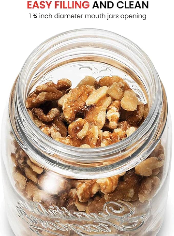 Bormioli Rocco Quattro Stagioni set of 4 Clear Airtight Mason Jars, 17 Oz. Made from BPA Free Durable Glass, Made In Italy.