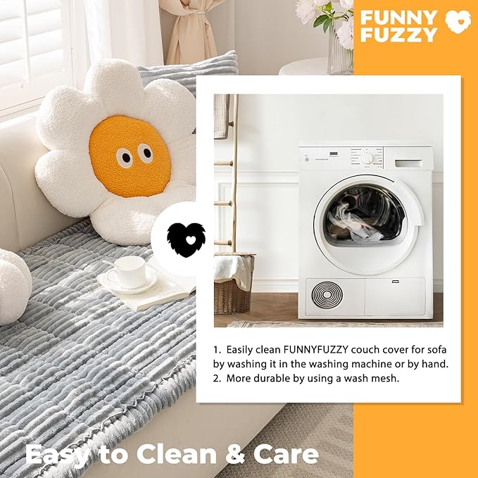 FUNNY FUZZY Pet Couch Covers for Sofa, Washable Dog Couch Cover Protector for Dogs, Flannel Couch Covers for Dogs Pet Friendly Pets Mat Bed (Blue-Grey, 19.7"x19.7")