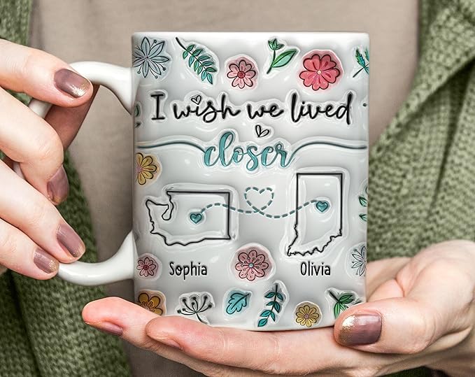 I Wish We Lived Closer Mug, Best Friends Coffee Mugs, Personalized Mugs With Names, Christmas Birthday Gifts For Best Friend Funny Mugs, Sisters Gifts From Sister, Long Distance Gift For Women