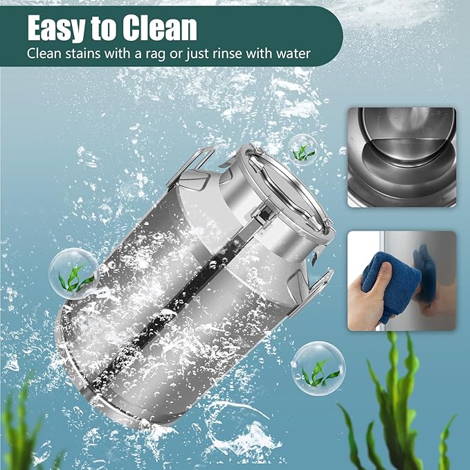 Milk Can Stainless Steel Containers with Lids Old Fashion Milk Jug Metal Bucket with Practical Handles, Sealed Bucket for Milk Water Wine Honey Oil Rice Tea Beans Grains (60L/15.85Gal)