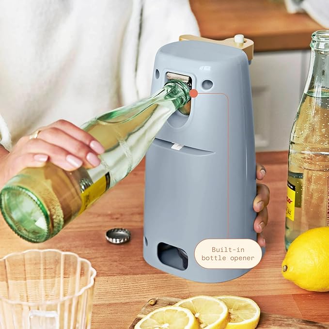 Beautiful Automatic Can Opener Kit, Hands-Free Electric Opener with Safety Auto-Stop & Magnetic Lid Catcher, Special Edition (Blue)