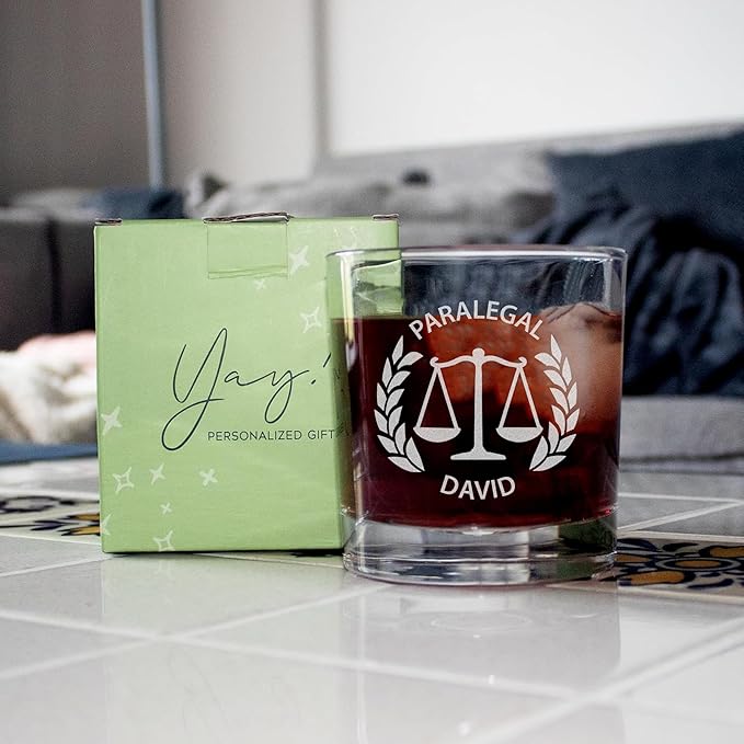 Personalized Lawyer Gifts for Men, Custom Whiskey Glass, Pass the Bar Exam Gifts for Female Lawyers, Office Present for Attorney, JD, Future Lawyer, Law School Graduation Gift for Men