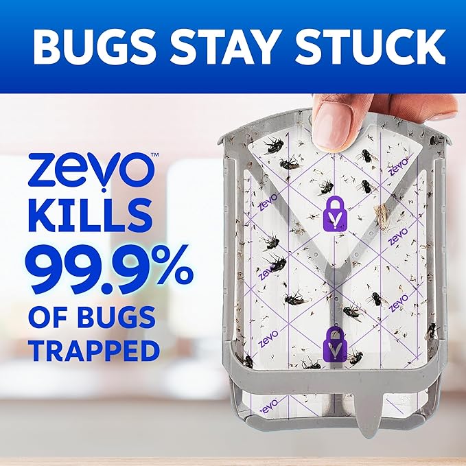 Zevo Flying Insect Trap Official Refill Cartridges - Fits Both Zevo Trap & MAX Indoor Fly Trap - Authentic Trap+Lock Technology to Catch Gnats, House & Fruit Flys (6 Official Refill Cartridges)