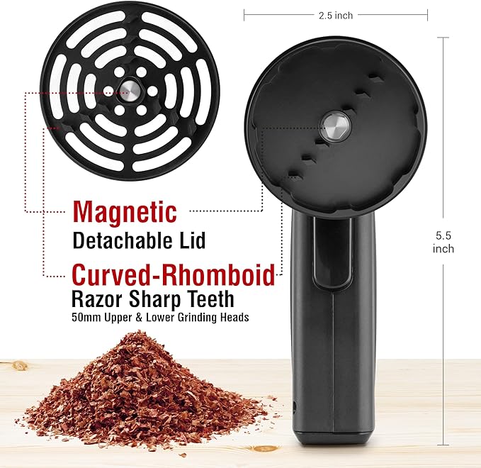 2.5" Large Electric Grinder Herb Grinder, Auto Spice Grinder with Auto Dispensing (Black)