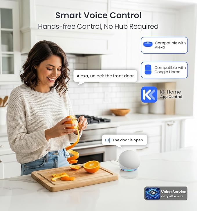 Veise VE027 Built-in Wi-Fi Smart Lock, Fingerprint Keyless Entry Front Door Lock, App Remote Control, No Hub Needed, Keypad Deadbolt, IP65 Waterproof, BHMA Grade 3, Matte Black