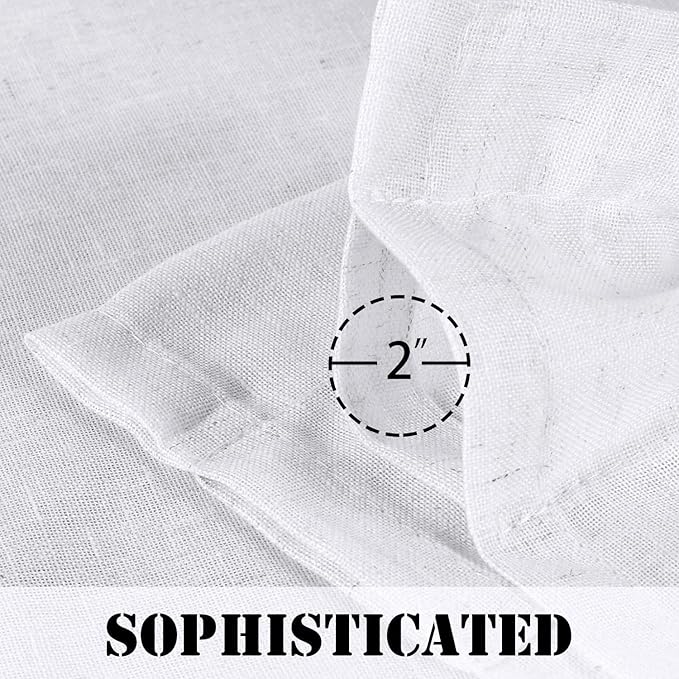 H.VERSAILTEX Light Filtering Linen Textured Curtains for Living Room Window Treatment Durable Privacy Added Draperies/Drapes/Panels/Treatment, Rod Pocket (2 Pack, 52 by 54 Inch, Heathered White)