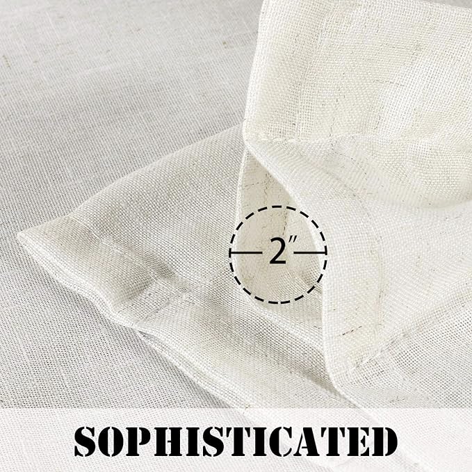 Linen Curtains Elegant Natural Linen Blended Curtains Energy Efficient Light Filtering / Rod Pocket Window Treatments Panels / Drapes for Livingroom (Set of 2, Natural, 52 inch W X 72 inch L)