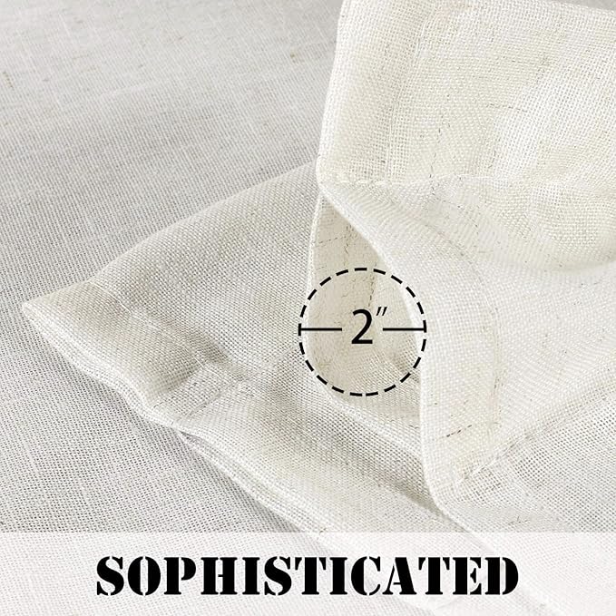 H.VERSAILTEX Natural Linen Curtains 108 Inches Long for Living Room 2 Panels Rod Pocket Draperies Soft Cotton Textured Semi Sheer Linen Curtains for Large Window Vertical 9 FT Tall, Heathered Natural