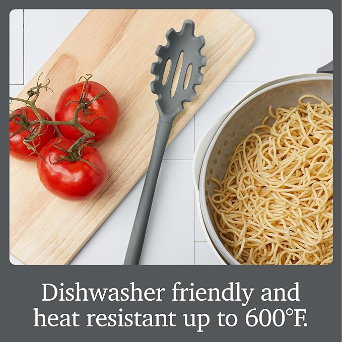 Tovolo Silicone Kitchen Utensils Set of 5 Solid Turner Spoon Pasta Claw Ladle and Scoopula Charcoal Gray Silicone Cooking Utensil Set Dishwasher Safe Heat Resistant BPA Free Non Toxic Utensil Set