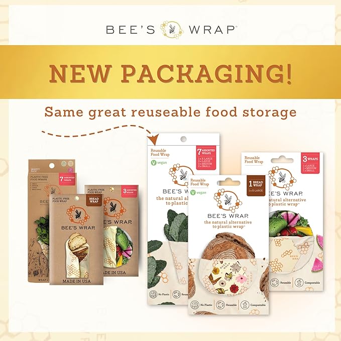 Bee's Wrap Beeswax Wraps for Food - Cut to Size 14x52" Wax Paper Roll - Made in USA Reusable Waxed Paper & Bowl Covers - Organic & Eco-Friendly Alternative to Aluminum Foil & Plastic Wrap, Bakery Lane