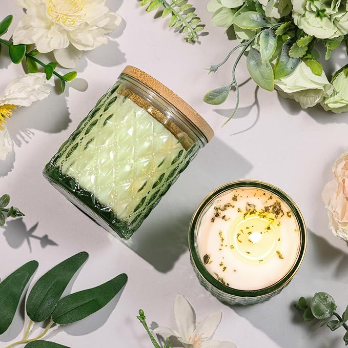 2 Pack Eucalyptus & Mint Scented Candles for Home Decor, 6.5oz Natural Soy Wax Aromatherapy Jar Candles, Housewarming Gift for Women
