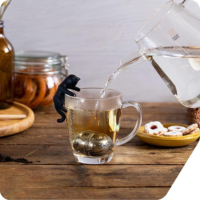 Title Peleg Design Catty Tea Infuser – Cute Stainless Steel Cat Tea Strainer for Loose Leaf Tea | Fun Animal Tea Steeper & Gift for Tea Lovers, Black