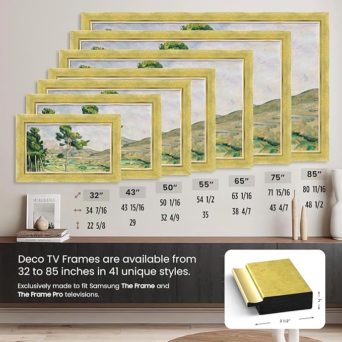 Contemporary Gold 43" Premiere Deco TV Frame - Compatible ONLY with Samsung The Frame TVs (Fits 2021-2025, LS03A, LS03B, LS03C, LS03D, LS03FA)
