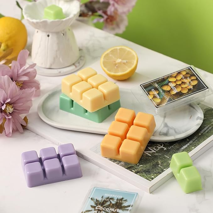 Maracco Spring & Summer Fruit Scented Wax Melts, Soy Wax Cubes for Wax Warmer, Scentsy Wax Melts, Coconut Vanilla, Pineapple, Lemon, Lavender, Mango, Mint, 6x2.5 oz