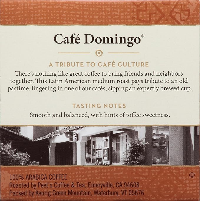 Peet’s Coffee K-Cup Pods, Medium Roast, Café Domingo, 10 Count (Pack of 6)