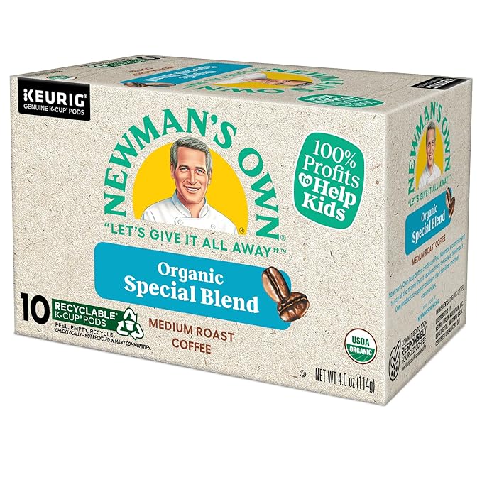Newman's Own Organic Special Blend, Keurig Single Serve K-Cup Pods, Medium Roast Coffee, 60 Count, (6 Packs of 10)