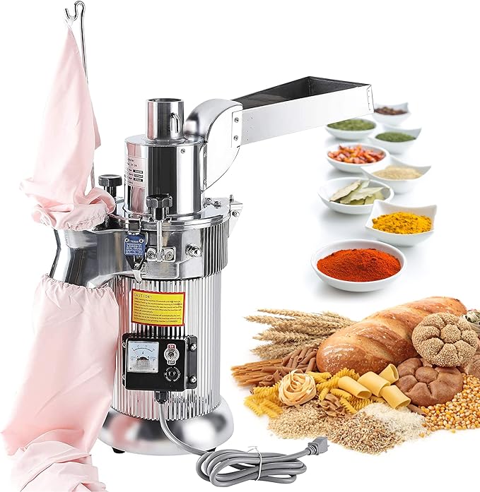 CGOLDENWALL DF-20 Hammer Mill Grinder Commercial Electric Herb Grinder Mill Industrial Automatic Continuous Spice Hammer Grain Mill Pulverizer Capacity 44 Pounds Per Hour 110V Rotate Speed 2840r/min