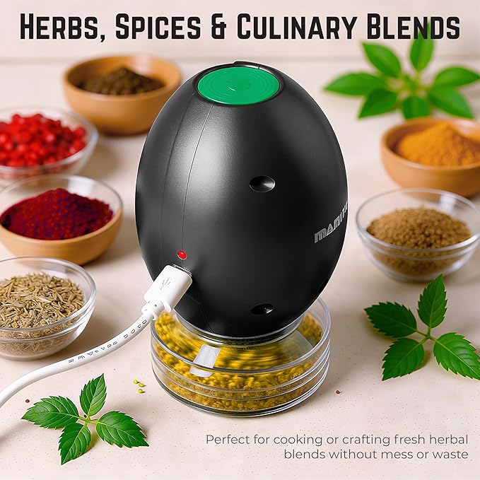 Mamba Electric Grinder. USB Rechargeable Portable One Handed Large Grinder and Spice Mill - Black