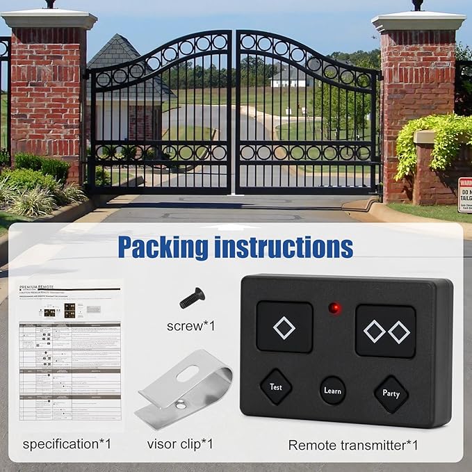 2 for AXP1/AXS1 Ghost Controls Gate Opener Remote, 5-Button Premium Remote Transmitter, Compatible with Ghost Controls Single/Dual Automatic Gate Openers Systems