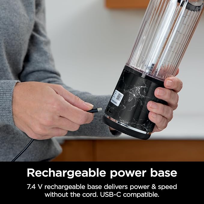 Ninja Blast Portable Blender, Cordless, 18oz. Vessel, Personal Blender for Shakes & Smoothies, BPA Free, Leakproof Lid & Sip Spout, USB-C Rechargeable, Dishwasher Safe Parts, Marble Black, BC152MK