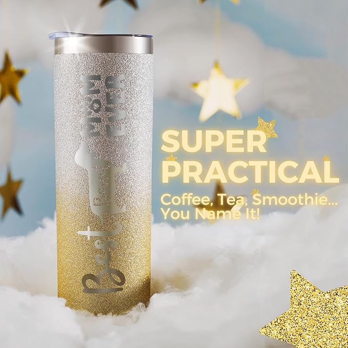 Onebttl Basset Hound Gifts, Gifts for Basset Mom on National Hug Your Hound Day, Birthday and Christmas, 20 oz Insulated Stainless Steel Tumbler - Best Basset Mom Ever Golden Glitter