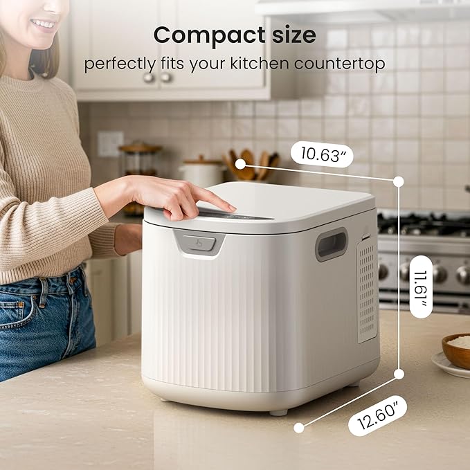 Kismile Electric Composter for Kitchen, 2.5L (Max 3.3L) Indoor Smart Compost Bin Countertop with LED Display, Odorless with 2 Carbon Filters, Auto-Cleaning, Turn Food Waste into Fertilizer for Home