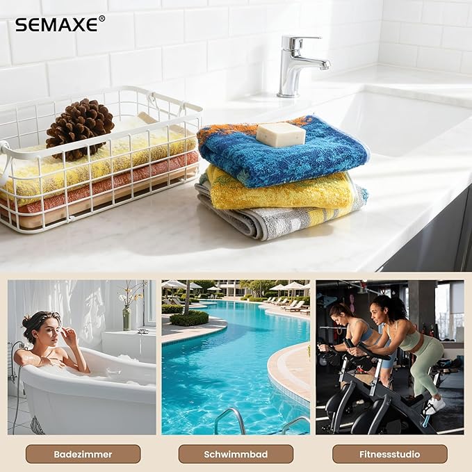SEMAXE 12 Pack Hand Towels for Bathroom, 100% Cotton Towels with Hanging Loops, Soft & Highly Absorbent, Hand Towel Set for Gym, Shower, Hotel, Spa and Kitchen, Colorful Towel - Wheat Field Collection