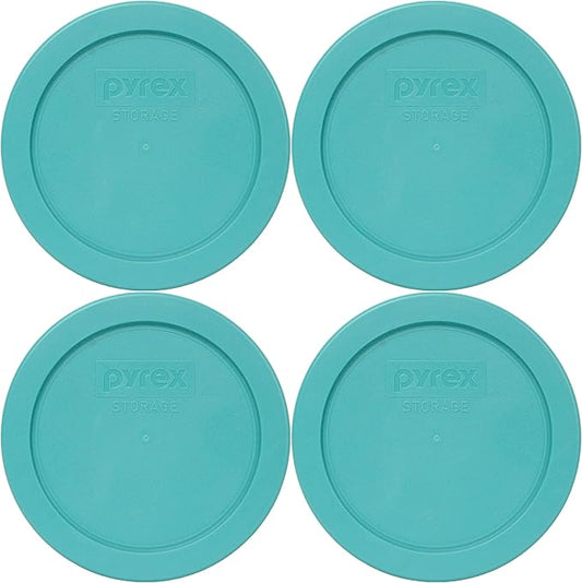 Pyrex 7200-PC 2-Cup Turquoise Food Storage Replacement Lid (4-Pack) - Made in USA