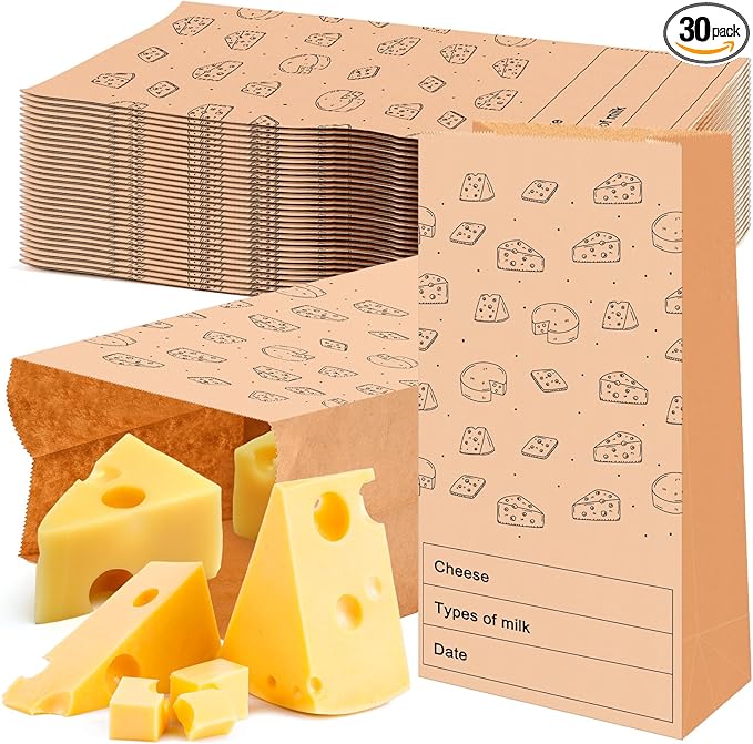 30 Count Cheese Storage Bags for Refrigerator 10.6 x 6 Inches Cheese Paper Bags, Sandwiches, Wrapping