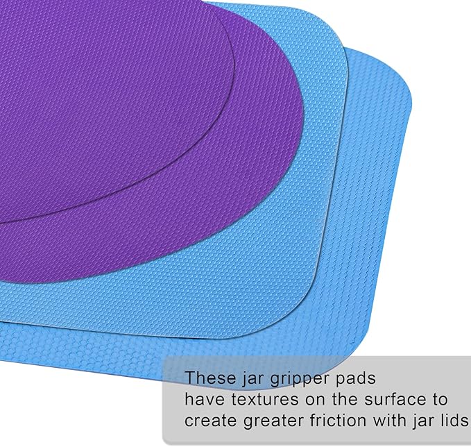 4pcs Jar Opener Gripper Pads, Rubber Jar Grippers Multi-function Jar Opener for Seniors with Weak Hands Coasters (Blue, Purple)