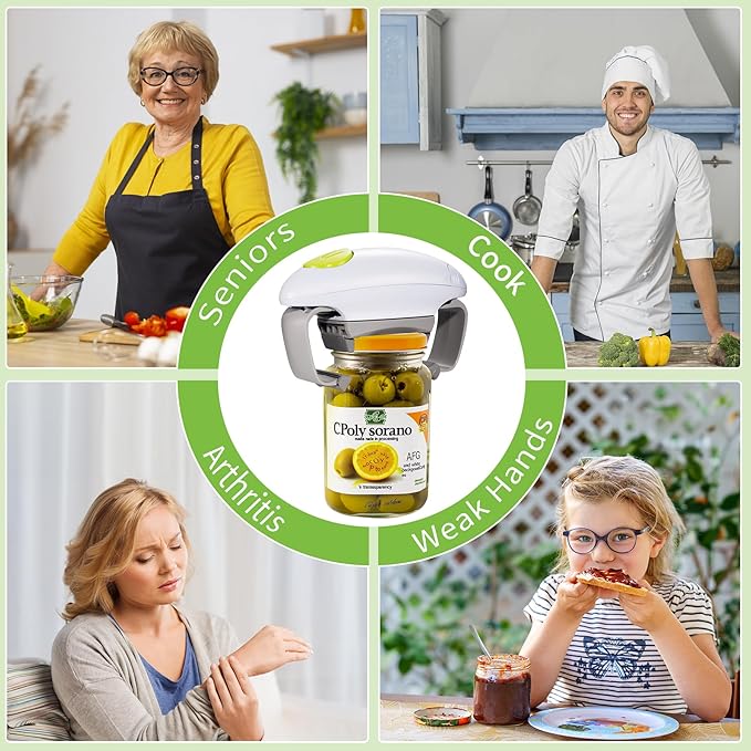 Electric Jar Opener, One Touch Automatic Jar Opener with High Power Torque, Hand Free Bottle Jar Lid Openers for Women, Seniors, Arthritis Hands, Weak Hands and Chef, Best Kitchen Gadget for Home Use