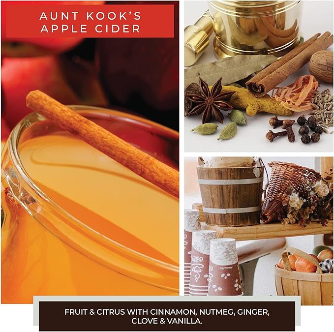 A Cheerful Giver - Aunt Kook's Apple Cider Baby Scented Glass Jar Candle (6oz) with Lid & True to Life Fragrance Made in USA
