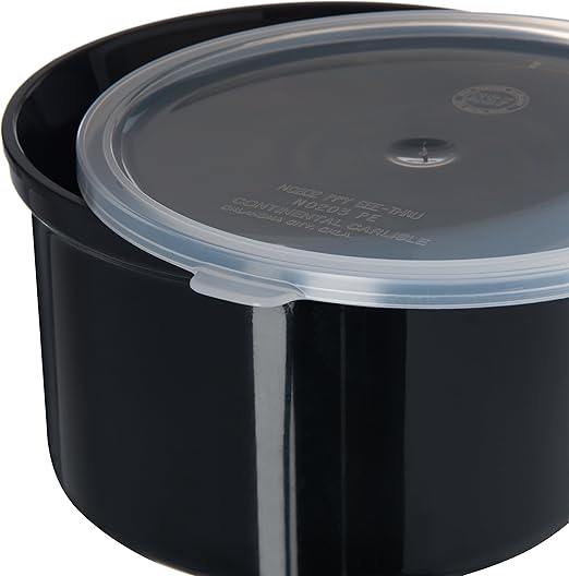 Carlisle FoodService Products Classic Round Storage Container Crock with Lid for Kitchen, Restaurants, Home, Plastic, 1.5 Quarts, Black
