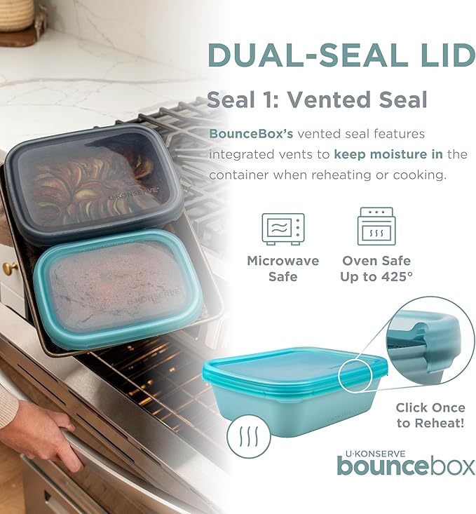 U Konserve Platinum Silicone Nested Duo Food Storage Bento Box Dual Seal Rectangle Container – Two Pack - Leak Proof, Shatter Proof, Dishwasher Safe, Plastic Free – 24oz & 48oz (Night Sea)