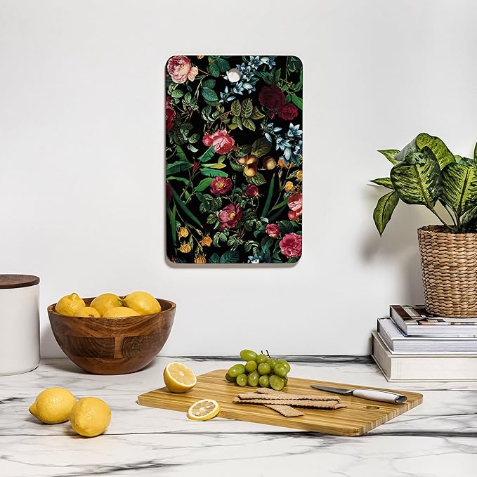 Society6 Bamboo Cutting Board- Kitchen Decor by Burcu Korkmazyurek - Unique Cutting Boards for Kitchen, 16" x 10.5" x 0.5", Floral Jungle