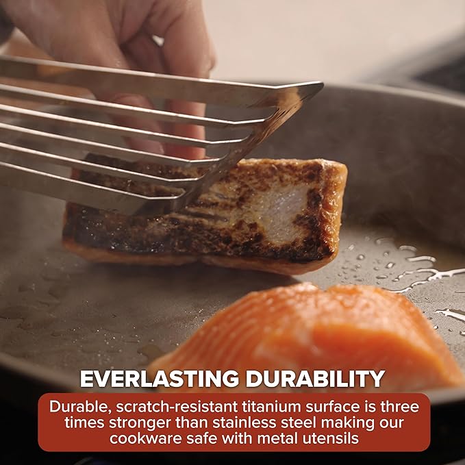 Viking PureGlide Pro 3-Ply Nonstick Frying Pans, Made without PFAS, 2-Piece Induction Fry Pan Set, 9.5 and 11-Inch, Metal Utensil Safe Titanium Nonstick Surface, Oven Safe to 600F
