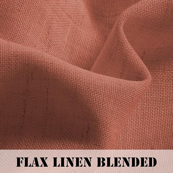 H.VERSAILTEX Linen Curtains Elegant Natural Linen Semi Sheer Curtains Energy Light Filtering Rod Pocket Window Treatments Panels for Living Room (Set of 2, Terracotta, 52 inch W X 96 inch L)