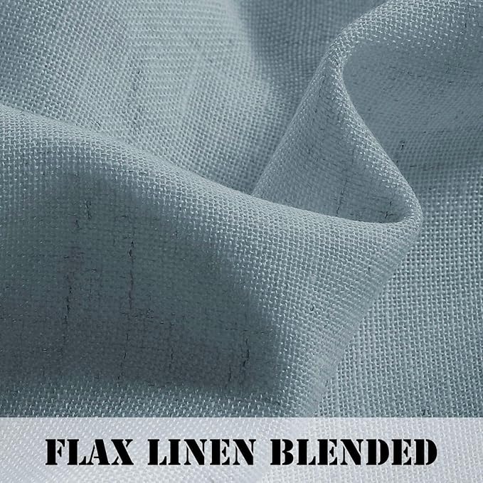 Linen Curtains Elegant Natural Linen Blended Curtains Energy Efficient Light Filtering / Rod Pocket Window Treatments Panels / Drapes for Livingroom (Set of 2, Stone Blue, 52 inch W X 108 inch L)