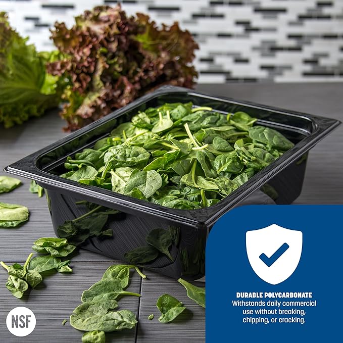 Carlisle FoodService Products 10221B03 StorPlus Half Size Food Pan, Polycarbonate, 4" Deep, Black