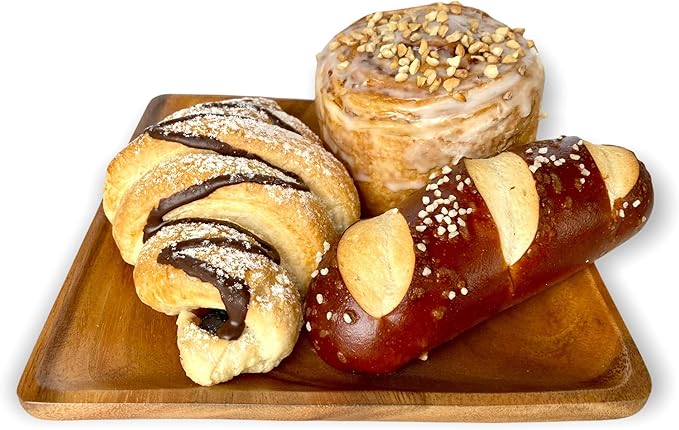 Wooden Plates Set of 4 – 8” Square Acacia Wood Plates, Rustic Salad, Side Dish, and Dessert Dinnerware for Snacks, Appetizers, or Wooden Chargers